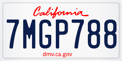 CA license plate 7MGP788