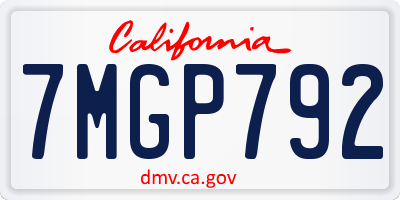 CA license plate 7MGP792