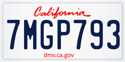 CA license plate 7MGP793