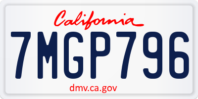 CA license plate 7MGP796