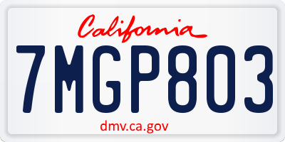 CA license plate 7MGP803