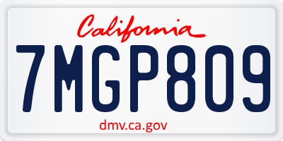 CA license plate 7MGP809