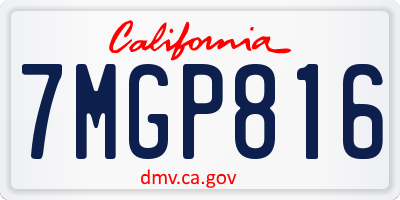 CA license plate 7MGP816