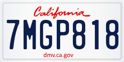 CA license plate 7MGP818