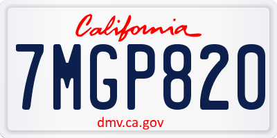 CA license plate 7MGP820