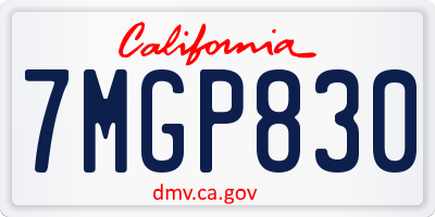 CA license plate 7MGP830
