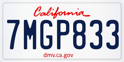 CA license plate 7MGP833