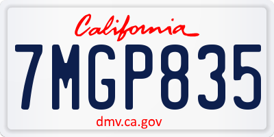 CA license plate 7MGP835