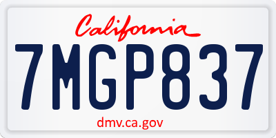 CA license plate 7MGP837