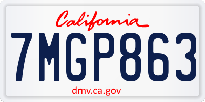 CA license plate 7MGP863