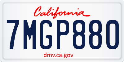 CA license plate 7MGP880
