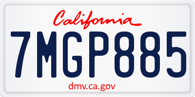 CA license plate 7MGP885