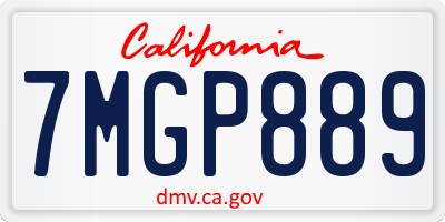 CA license plate 7MGP889