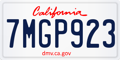 CA license plate 7MGP923