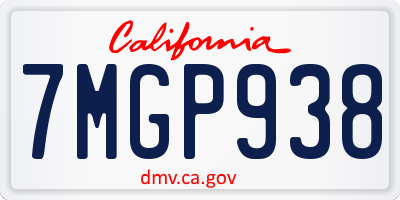 CA license plate 7MGP938