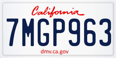 CA license plate 7MGP963