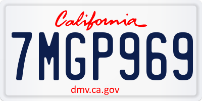 CA license plate 7MGP969