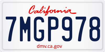 CA license plate 7MGP978