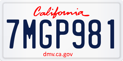 CA license plate 7MGP981