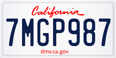 CA license plate 7MGP987