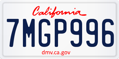 CA license plate 7MGP996