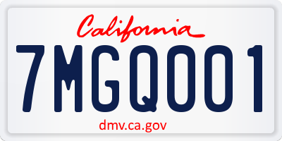 CA license plate 7MGQ001