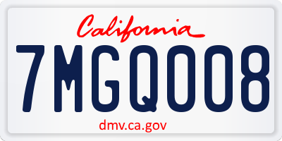 CA license plate 7MGQ008