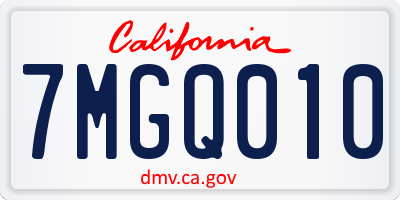 CA license plate 7MGQ010