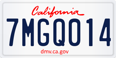 CA license plate 7MGQ014
