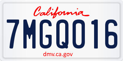 CA license plate 7MGQ016