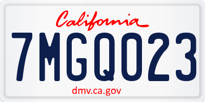 CA license plate 7MGQ023