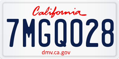 CA license plate 7MGQ028