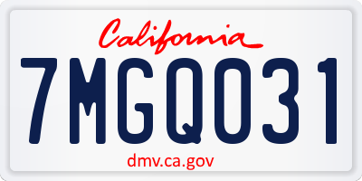 CA license plate 7MGQ031