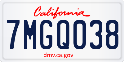 CA license plate 7MGQ038