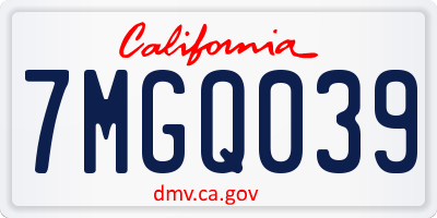 CA license plate 7MGQ039