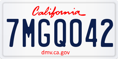 CA license plate 7MGQ042