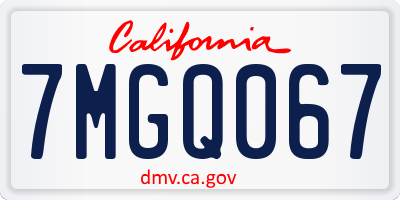 CA license plate 7MGQ067