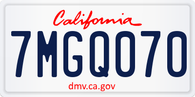 CA license plate 7MGQ070