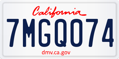 CA license plate 7MGQ074