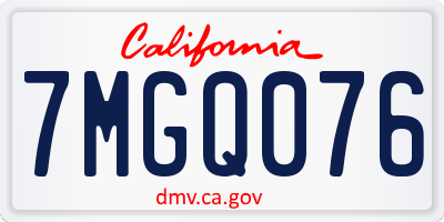 CA license plate 7MGQ076