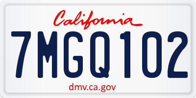 CA license plate 7MGQ102