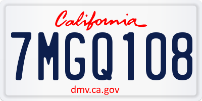 CA license plate 7MGQ108