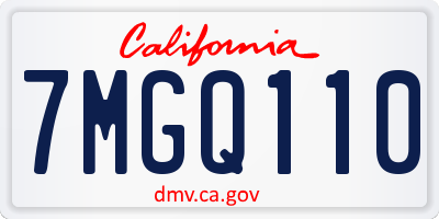 CA license plate 7MGQ110