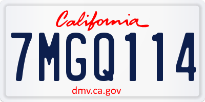 CA license plate 7MGQ114