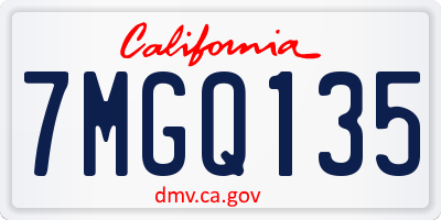 CA license plate 7MGQ135