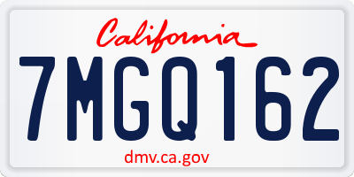 CA license plate 7MGQ162