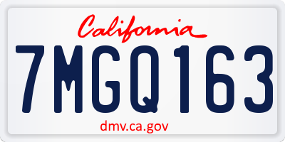 CA license plate 7MGQ163