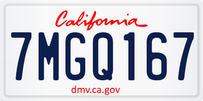 CA license plate 7MGQ167