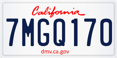 CA license plate 7MGQ170