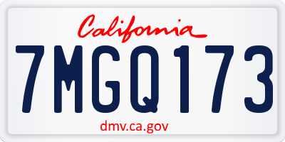 CA license plate 7MGQ173